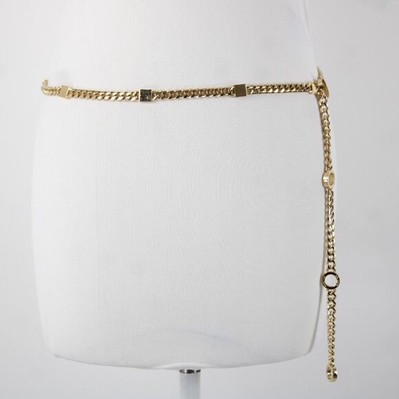 St John Couture Goldtone Chain Link SJ Station Logo Squares 45\